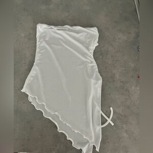 White Asymmetrical Strapless Top